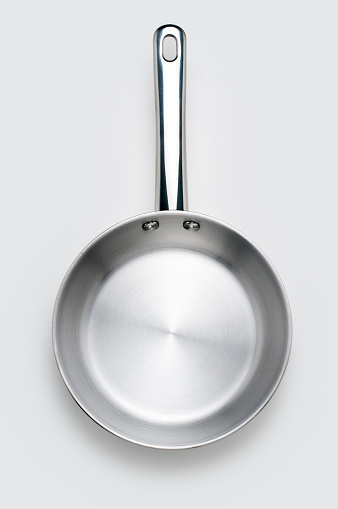 Stainless steel skillet pan with path.
