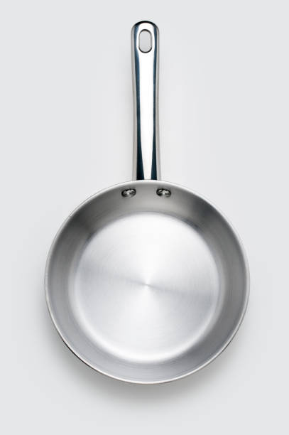 Skillet fry pan Stainless steel skillet pan with path. polytetrafluoroethylene photos stock pictures, royalty-free photos & images