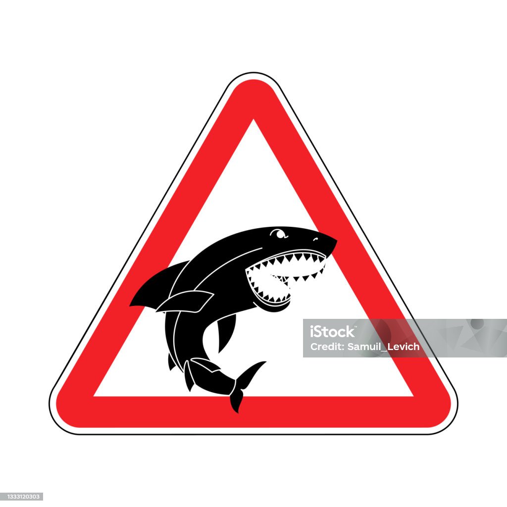 Predator Sign Triangle Attention Shark Caution Sea Predator Red Triangle Road Sign Stock ...