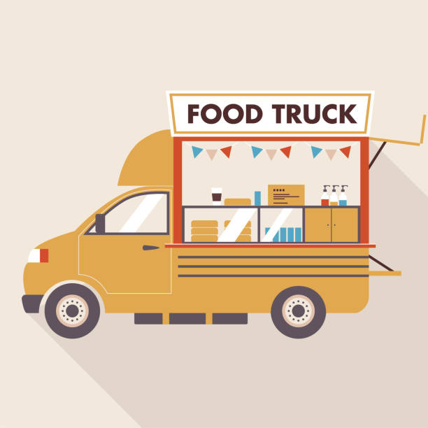 illustrazioni stock, clip art, cartoni animati e icone di tendenza di camion di cibo - food truck