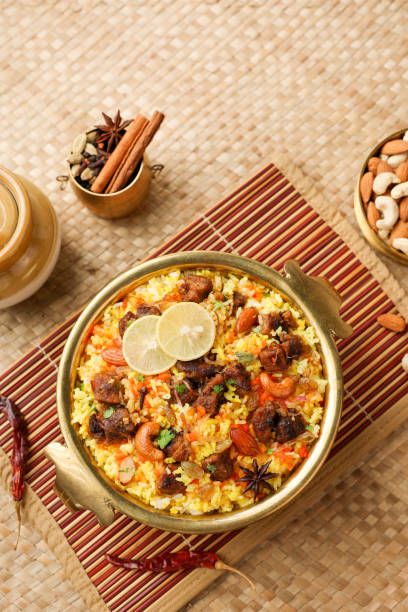 Mutton biryani Chicken biryani Spicy Indian Malabar biryani Hyderabadi biryani, Dum Biriyani pulao clay pot Kerala India