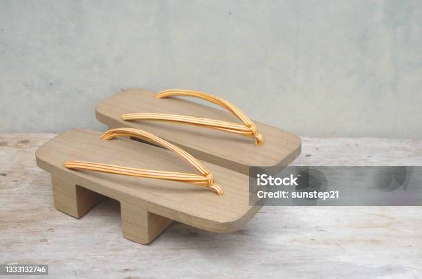Zori Wooden Japanese Sandal Japanese Footwear Traditional Stock Photo - Download Image Now