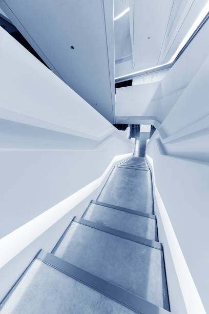 istock Staircase in futuristic architecture. Modern building interior background 1333136004