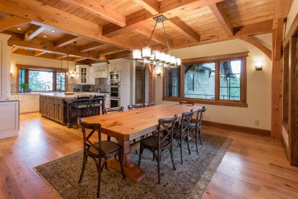 istock Wood ceiling and flooring in Montana home 1333137111