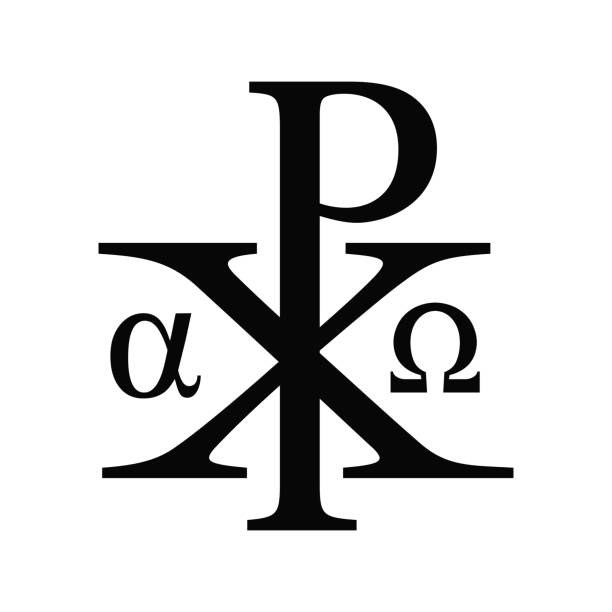 illustrations, cliparts, dessins animés et icônes de christian chi rho symbole monogramme noir icône vectorielle - greek bible