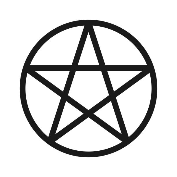 Pentacle black illustration line icon isolated on white Pentacle vector icon. High quality black illustration isolated on white background. Religious editable symbol pentagram stock illustrations