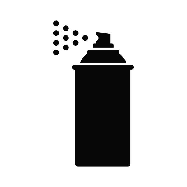 Vector spray can symbol isolated on white background Spray can silhouette black icon. Vector illustration of spray can symbol isolated on white background pest control logos silhouette stock illustrations