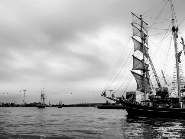 istock A Barque sailing down the Thames in Black and white 1333141745