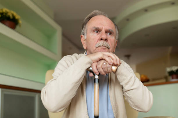 istock An Elderly Man with Physical Disabilities is Looking Worried and Lonely. 1333144024