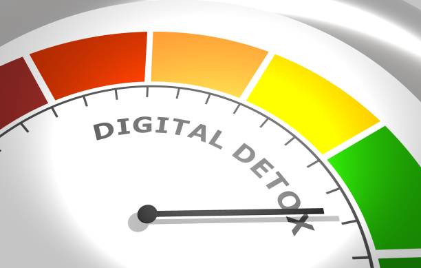 istock Digital detox concept illustration. Addiction of devices 1333144033