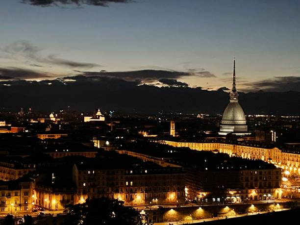 istock Turin Italy night skyline 1333145096