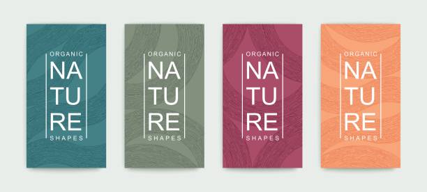 Set of covers with pattern of organic lines and shapes. Natural hand painted linear design. Minimalistic trendy style. Vector graphics Set of covers with pattern of organic lines and shapes. Natural hand painted linear design. Minimalistic trendy style. Vector templates skin care background stock illustrations