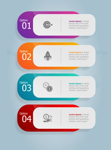 ilustrações de stock, clip art, desenhos animados e ícones de abstract tab bar vertical infographics presentation - flow chart strategy analyzing chart