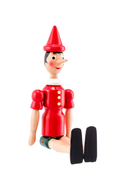 istock Pinocchio Toy Statue isolated on white background 1333149327