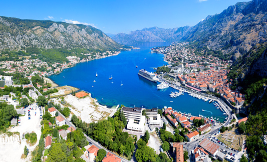 Aerial view of Kotor bay, Montenegro