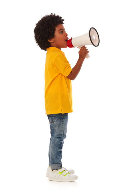 istock Afro-american kid talking on megaphone 1333151086