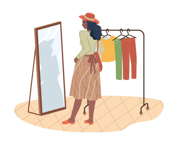 559 Trying On Clothes In Store Illustrations & Clip Art - iStock | Woman  trying on clothes in store, Child trying on clothes in store