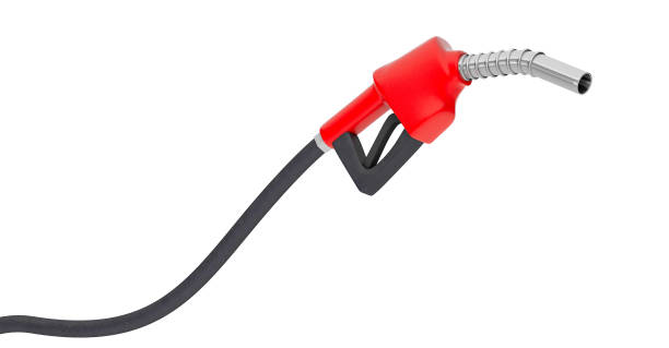 istock Fuel pump is red. isolated on white background 1333154949