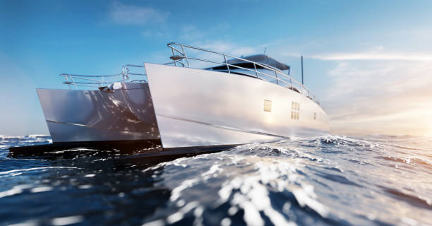 istock Catamaran motor yacht on the ocean 1333157849
