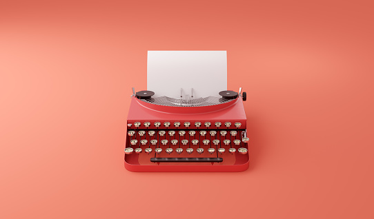 istock Retro vintage typewriter in single color style 1333157961
