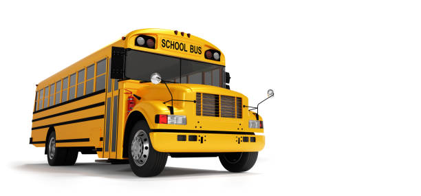 istock Yellow school bus isolated on white. 1333158267