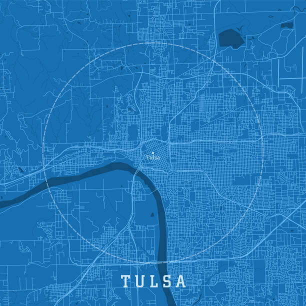 ilustrações de stock, clip art, desenhos animados e ícones de tulsa ok city vector road map blue text - oklahoma tulsa map cartography