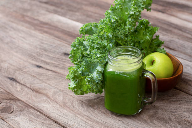 istock Healthy green vegetable smoothie kale juice 1333160236