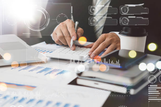istock Businessman analyzing sales data and economic growth graph chart. Business strategy. Abstract icon. Stock market. Digital marketing. 1333160650