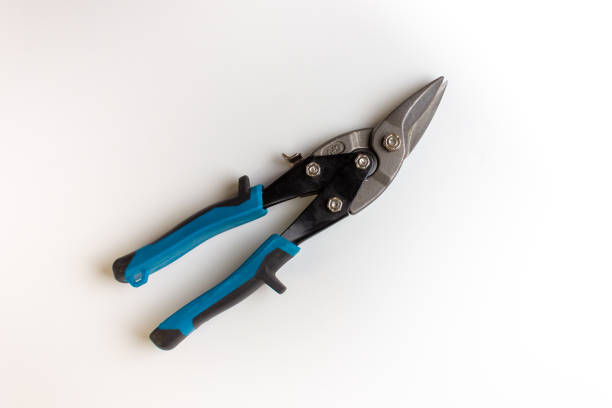 istock Metal scissors on a white background. Space for the text. An isolated hand tool. 1333162004