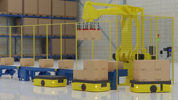istock Palletizing ang AGV in smart factory 1333162225