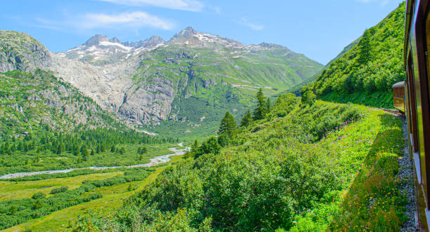 istock Railroad tracks at a fork. Fourka 2163 m. Switzerland. Alps. 1333163802