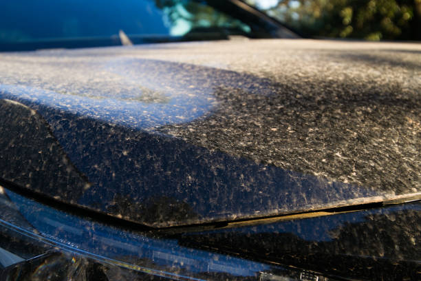 istock Dirty black car body after sand rain 1333172709