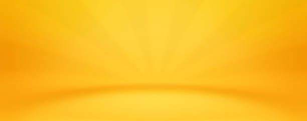 fascio estivo di lucentezza gialla e design vuoto dello sfondo dello spazio vuoto su un modello luminoso vivido o carta da parati a colori della stanza sfumato con concetto di pavimento del prodotto dell'alba astratto. rendering 3d. - sfondo giallo foto e immagini stock
