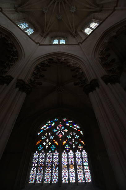 istock Church window with illuminated colored glass 1333173686