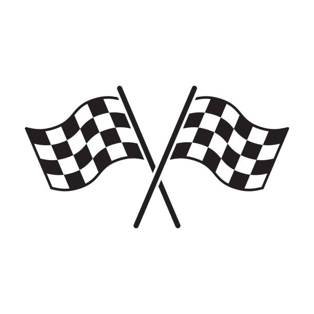 ilustrações, clipart, desenhos animados e ícones de bandeira quadriculada, competição, finalização, início, ícone negro vencedor - checkered flag flag checked winning