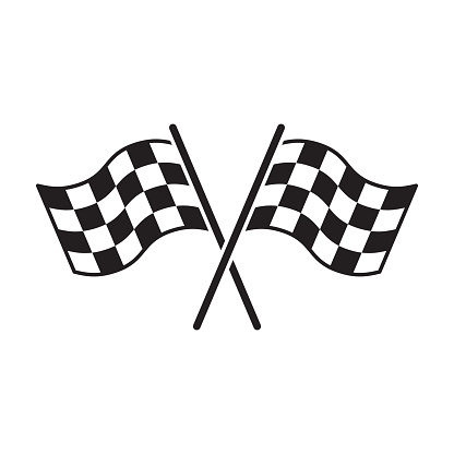 Checkered flag, competition, finish, start, winning black icon