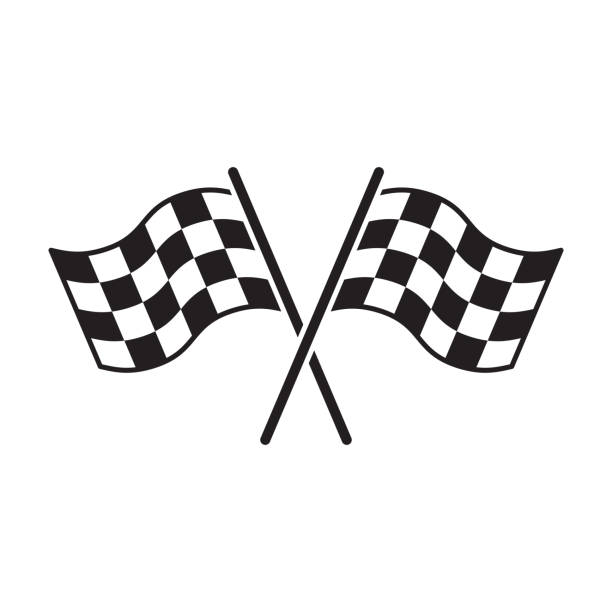 Checkered flag, competition, finish, start, winning black icon Checkered flag, competition, finish, start, winning black icon print finishing stock illustrations