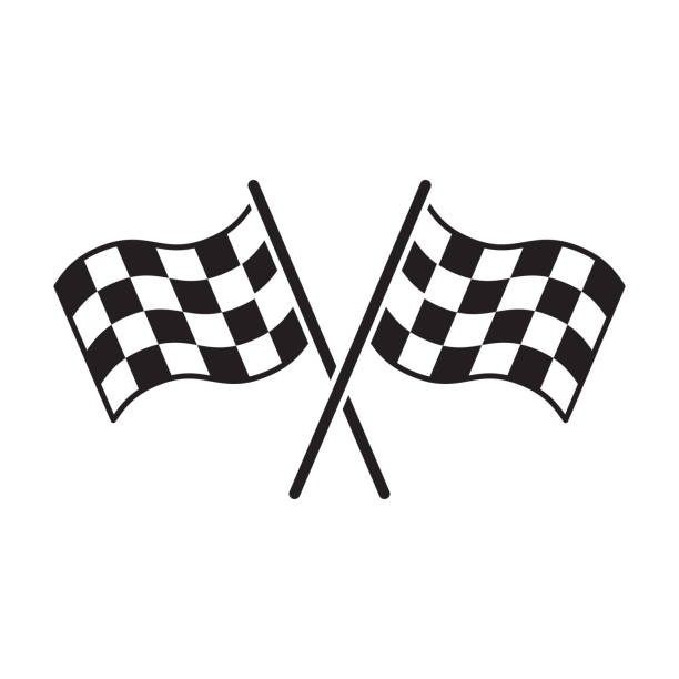 kumpulan tombol dua bendera balap persegi - race flag ilustrasi stok