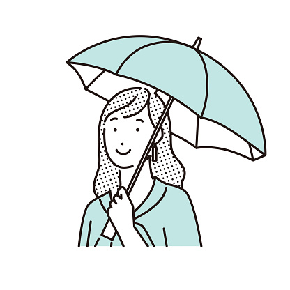Vector illustration of a woman holding an umbrella