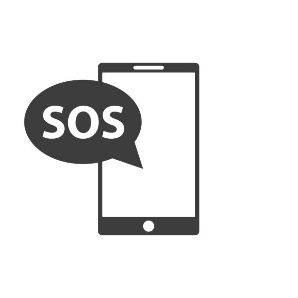 Smartphone with Sos Icon . Vector Illustration Smartphone with Sos Icon . Vector Illustration sos stock illustrations