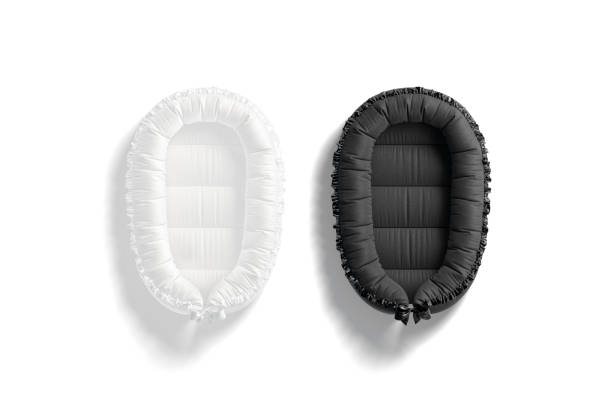 istock Blank black and white babynest lounger mock up, top view 1333182906