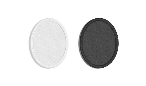 istock Blank black and white round embroidered patch mockup, top view 1333183911