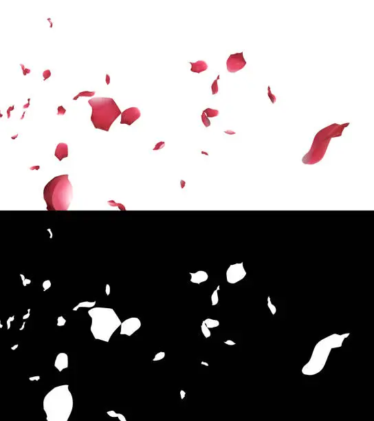 Photo of 3D illustration of rose petals flow with alpha layer