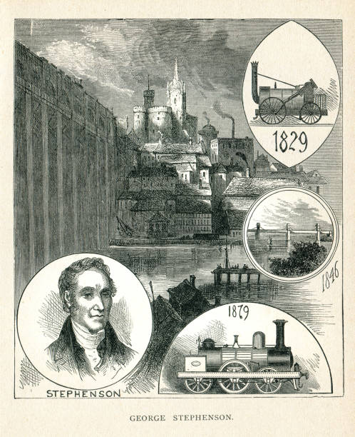 illustrations, cliparts, dessins animés et icônes de george stephenson inventeur de la locomotive 1896 - ère moderne