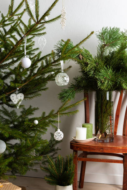 istock Christmas tree with white toys 1333192827