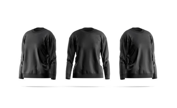 istock Blank black women sweatshirt mock up, front and side view 1333192915