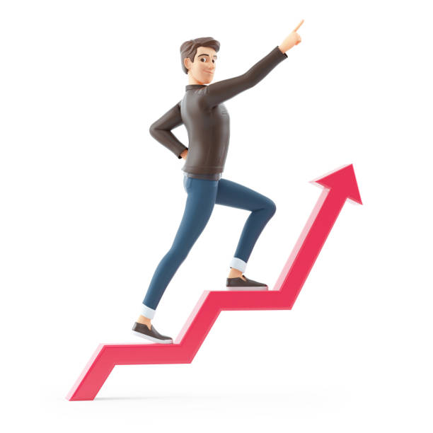 istock 3d cartoon man walking on growing arrow 1333193183