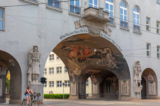 Szeged, Hungary - June 16, 2021: Historic Porta Heroum Landmark Heroes Gate in Szeged, Hungary.