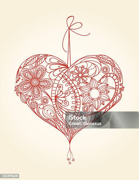 Herzen Blumen Design Handgezeichnete Illustrationen Stock Vektor Art und mehr Bilder von Abstrakt