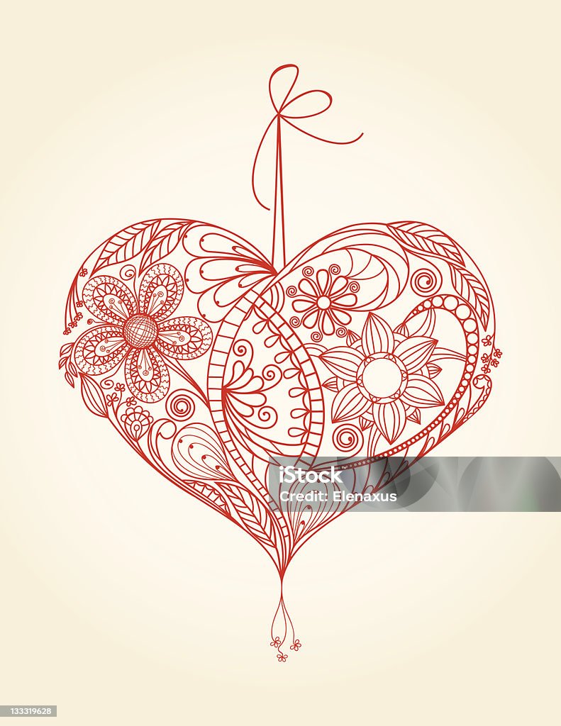 Kwiaty serca, Ręcznie rysowane Ilustracje - Grafika wektorowa royalty-free (Abstrakcja)